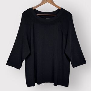 JPR BagGAge Blouse Top Women Size 3X Black Raglan Sleeve Knit Round Neck Stretch